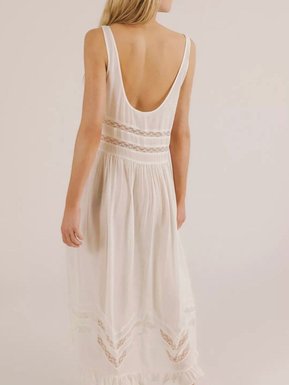 Free People Voile and Lace Midi Slip Dress - Size Large - Picture 6 of 12
